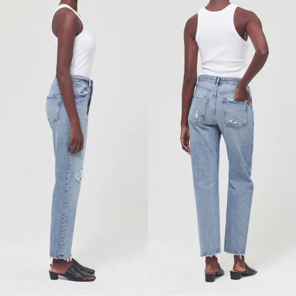 AGOLDE • 90's Mid Rise Loose jean straight distressed Isolate wash ripped baggy - Picture 15 of 15